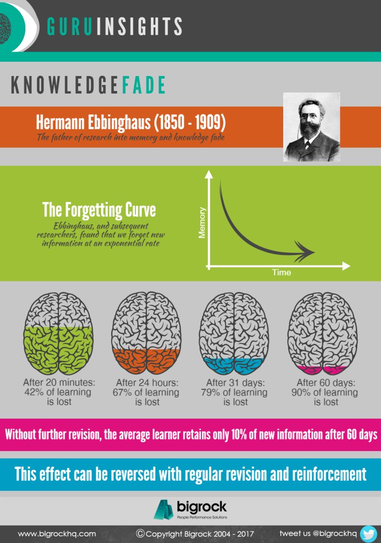 Hermann Ebbinghaus, Knowledge Fade and the Curve (infographic)